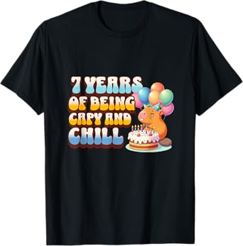 7 Years Capy Bday Cute Capybara 7th Kids Birthday Party T-Shirt