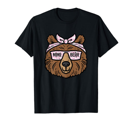 Nana Bear Face Mothers Grandparents Day Grandma Mimi Women T-Shirt