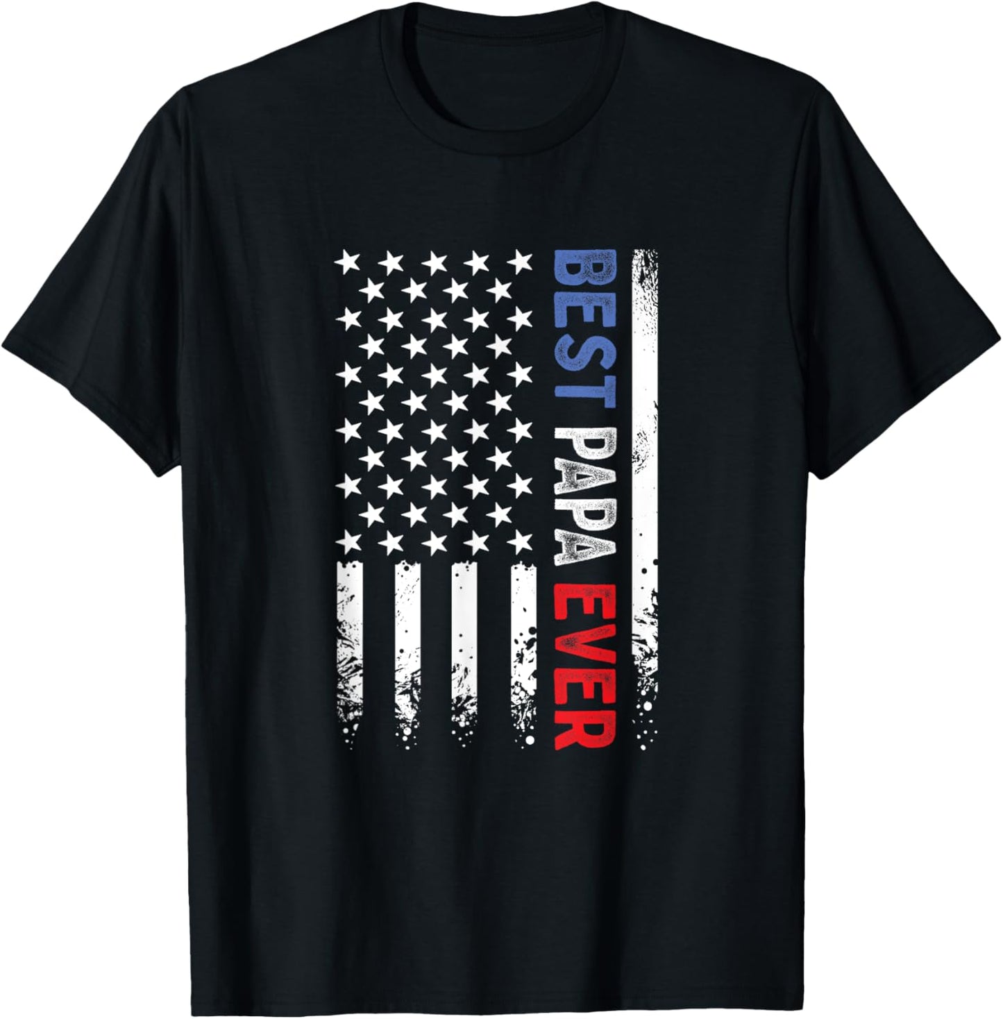 Father's Day Best Papa Ever with US American Flag T-Shirt