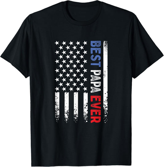 Father's Day Best Papa Ever with US American Flag T-Shirt