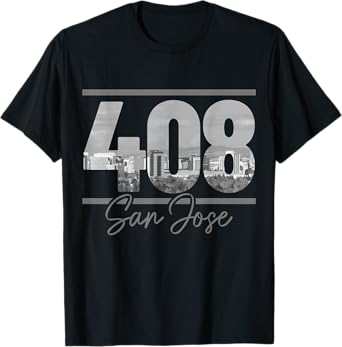 San Jose 408 Area Code Vintage California Skyline T-Shirt
