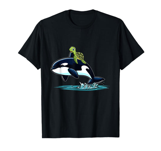 Turtle Riding Orca Costume Sea Animal Lover Kids Toddler T-Shirt