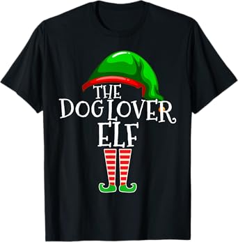 Dog Lover Elf Group Matching Family Christmas Mom Dad T-Shirt