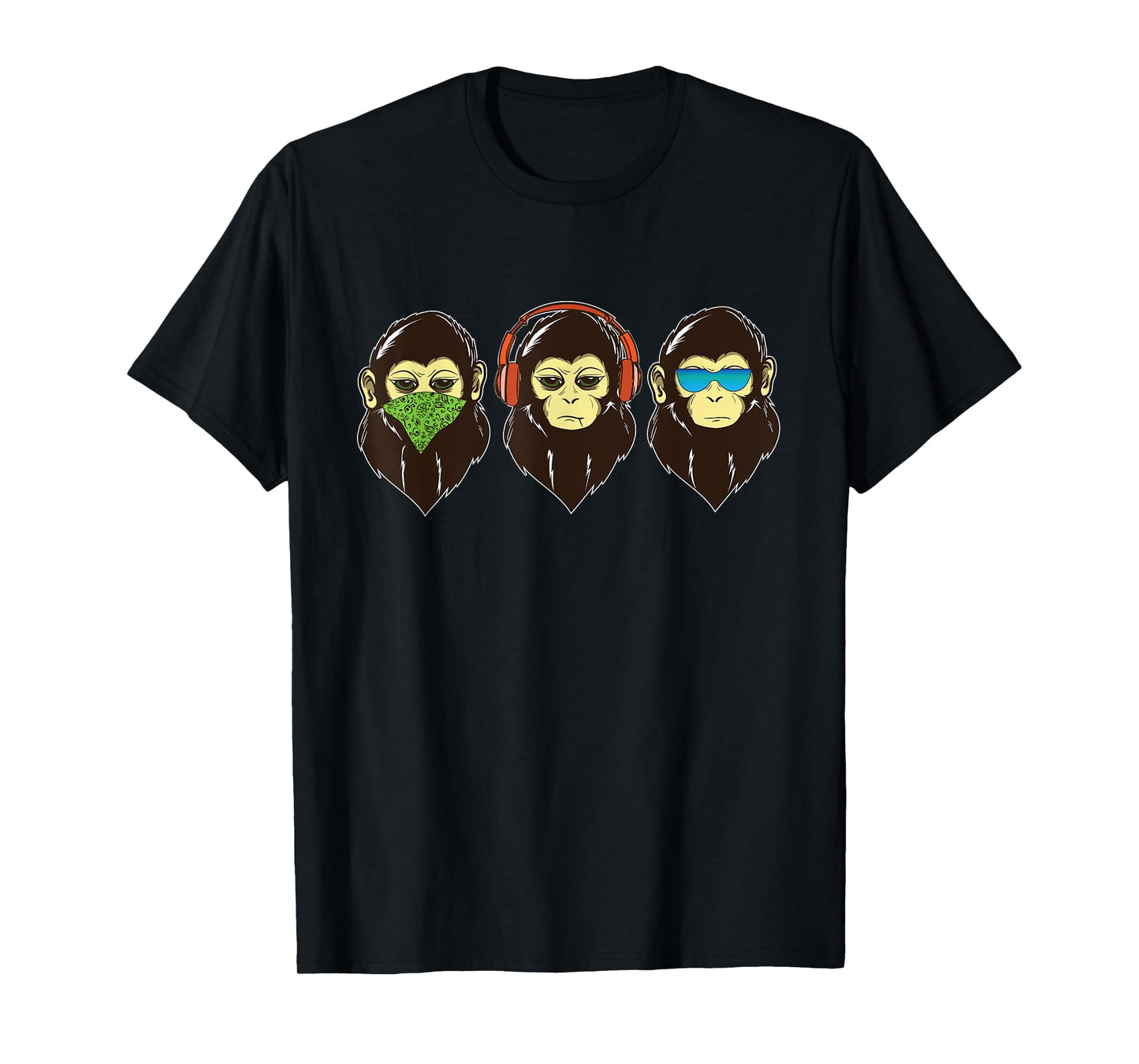 Three Wise Monkeys -See Hear, Speak no Evil - 3 cool Monkeys T-Shirt