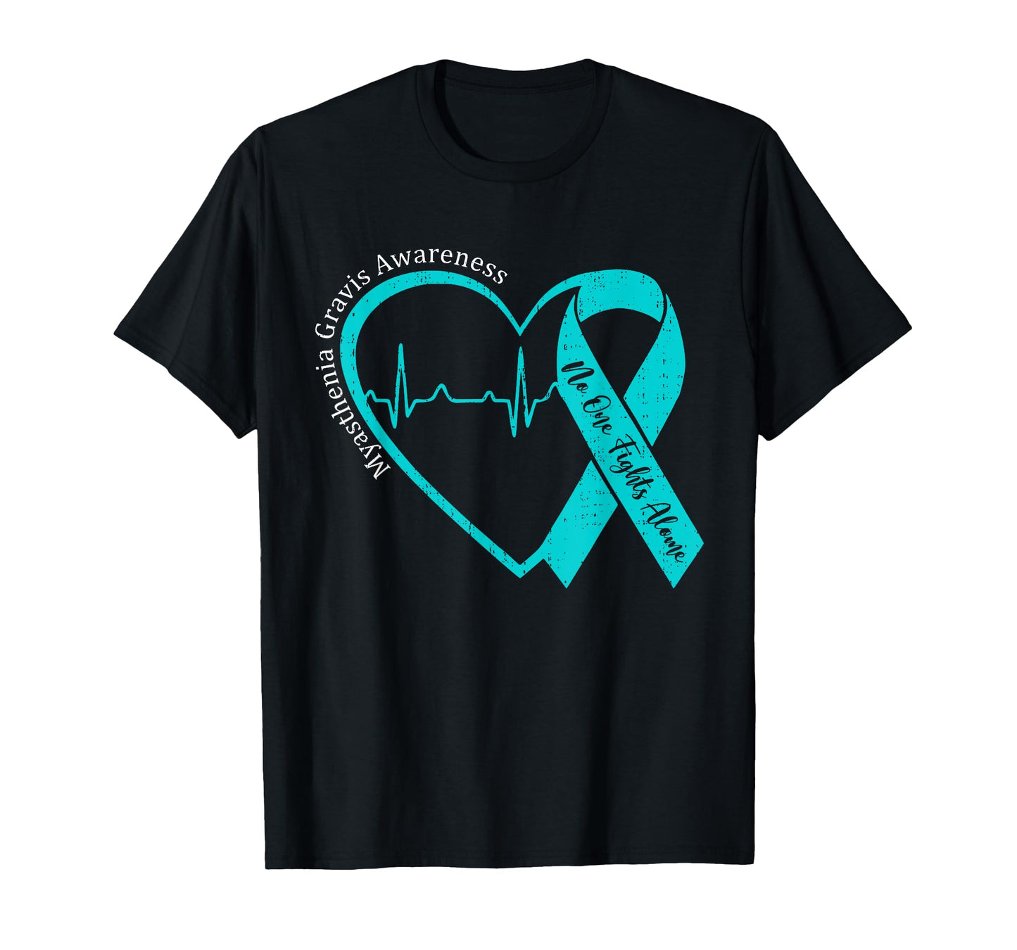 Myasthenia Gravis Awareness Heart Teal Ribbon MG Awareness T-Shirt