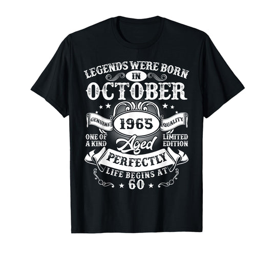 Legends Were Born in October 1965 Vintage 60th Birthday Men T-Shirt