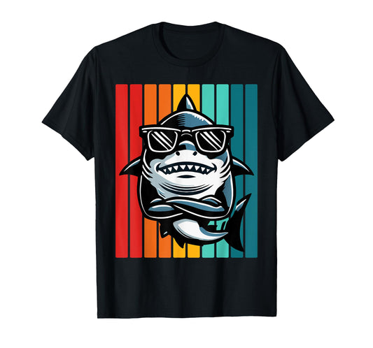 Cool Retro Shark in Sunglasses 70s 80s 90s Funny Shark T-Shirt