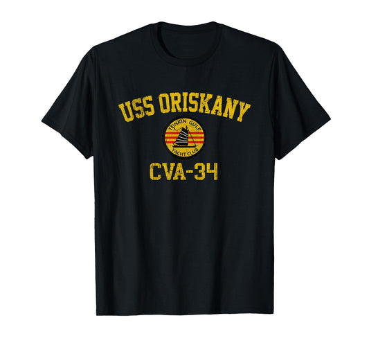 Vintage USS Oriskany CVA 34 Tonkin Gulf Yacht Club Veteran T-Shirt
