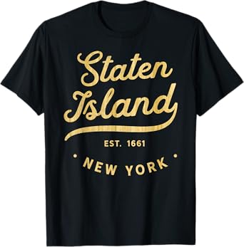 Classic Retro Vintage Staten Island Woodgrain NYC USA Casual T-Shirt