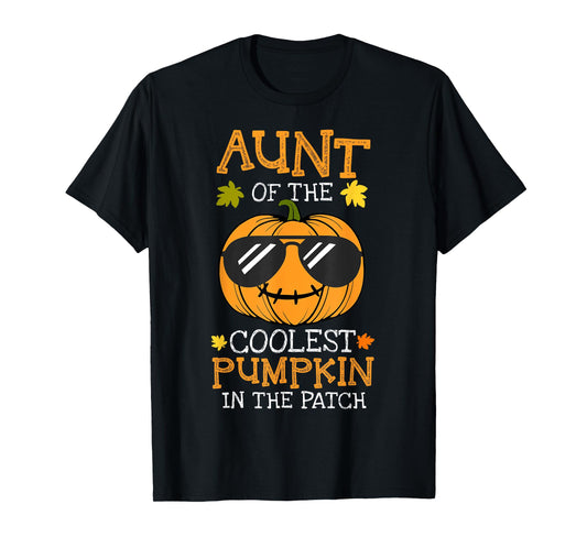 Aunt Of The Coolest Pumpkin In The Patch Halloween Womens T-Shirt