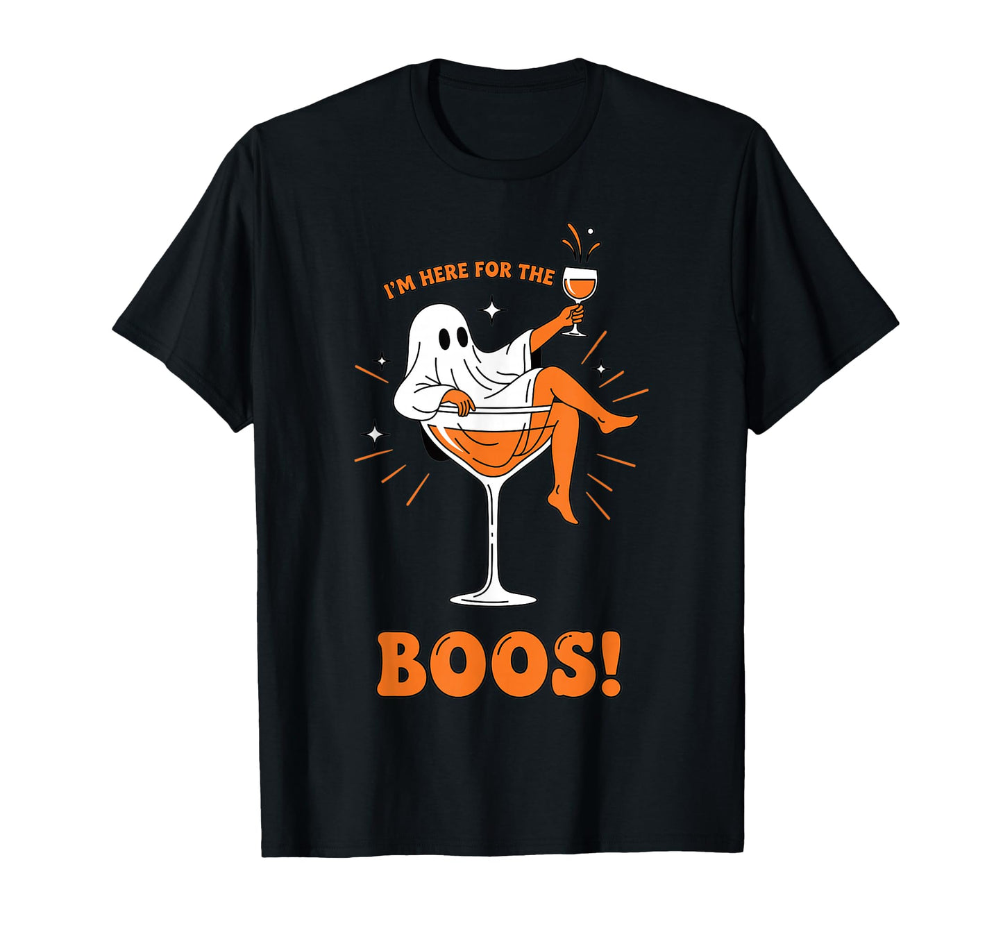 Funny Ghost Halloween Wine I’m Here for Boos T-Shirt