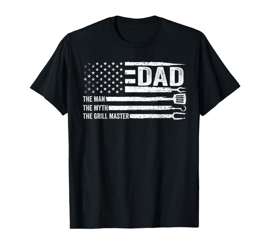 Dad The Man The Myth The Grill Master USA Flag Father's Day T-Shirt