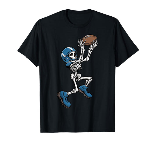 Skeleton Football Halloween Men Boys Women Football Fan T-Shirt