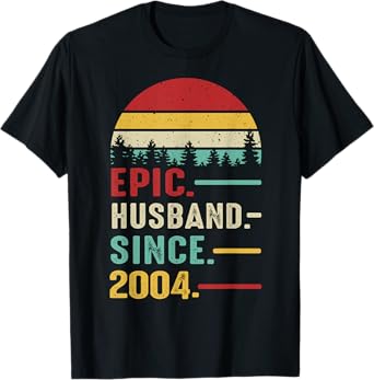 21st Wedding Anniversary for Him Epic Husband Since 2004 T-Shirt