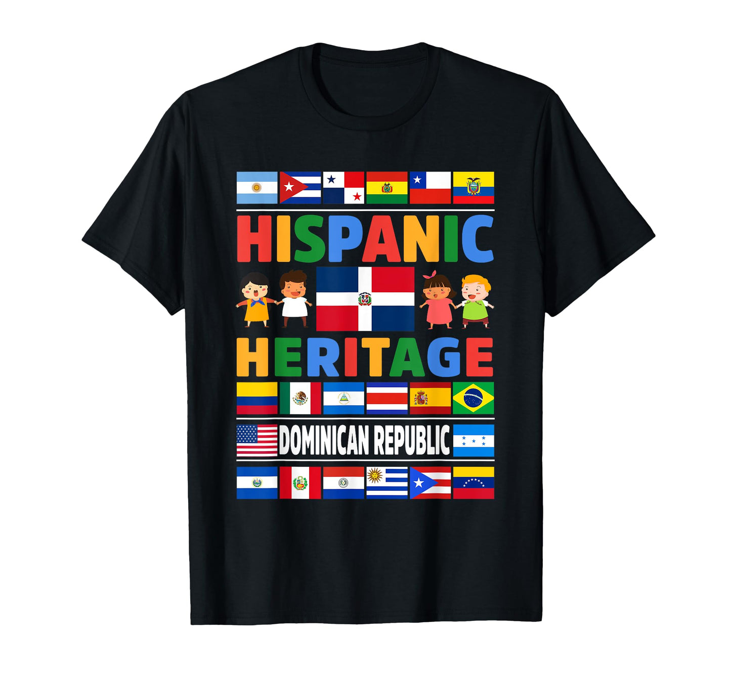 Hispanic Heritage Month Dominican Republic Flag Latino Kids T-Shirt