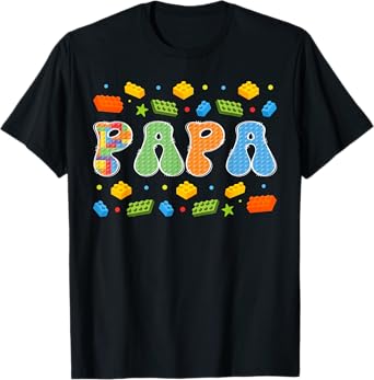 Papa Building Bricks Block Master Builder Matching T-Shirt