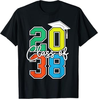 Class of 2038 Grow With Me Funny Kindergarten Back To School T-Shirt