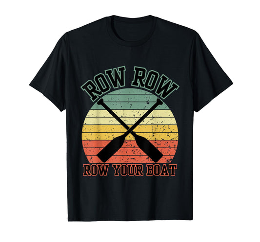 Retro Row Row Row Your Boat Athlete Rowing Crew Sunset Rower T-Shirt