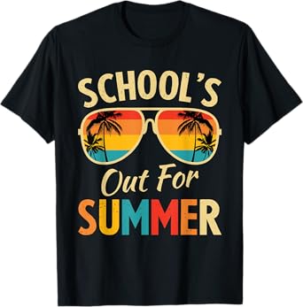 Last Day Of School Retro Schools Out For Summer Teacher T-Shirt