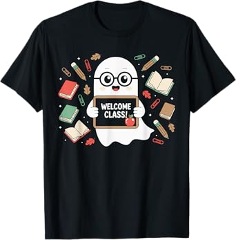 Funny Ghost Teacher Back To School Halloween Men Costume T-Shirt