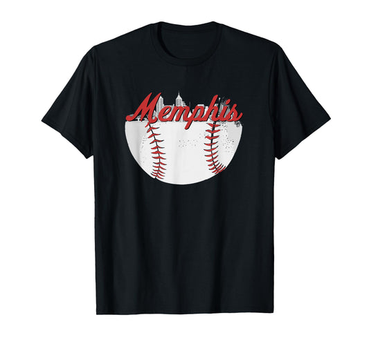 Memphis Skyline Cityscape Baseball Retro Vintage T-Shirt
