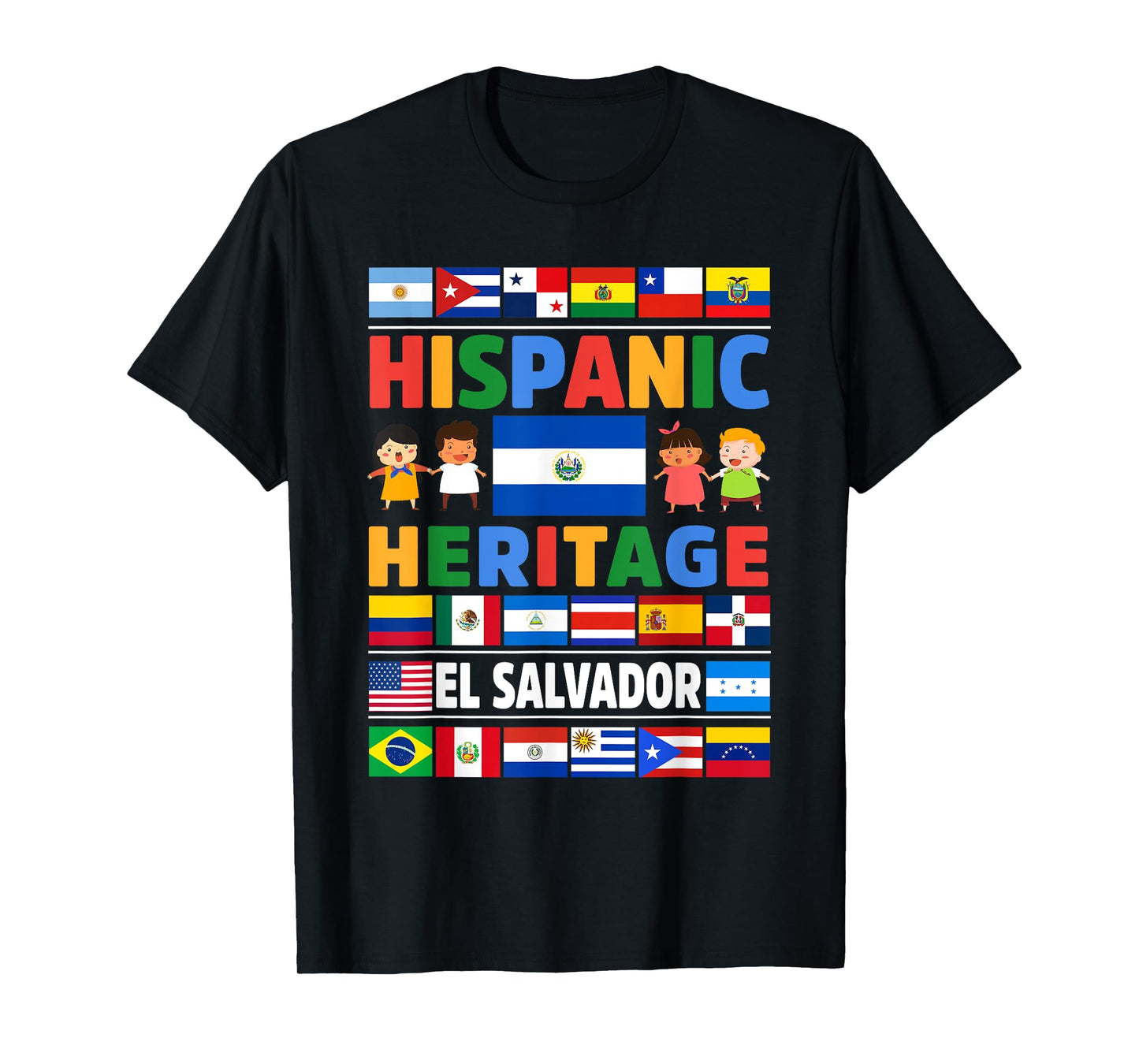 Hispanic Heritage Month El Salvador Flag Latino Kids T-Shirt