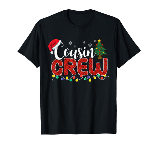 Christmas Cousin Crew Plaid Santa Family Matching Pajamas T-Shirt