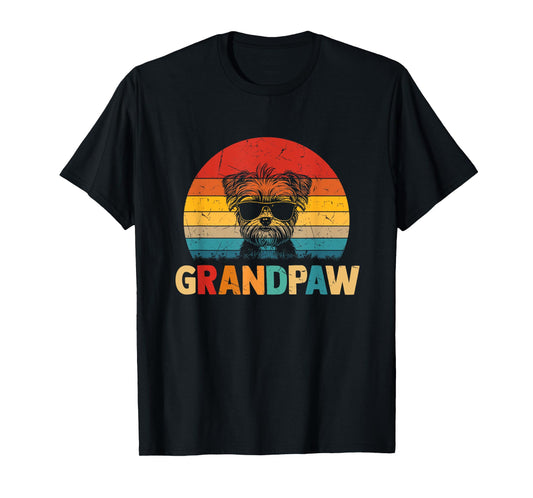 Funny Grandpaw Retro Vintage Morkie Lovers Grandpa Fathers T-Shirt