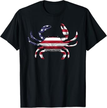Cool Crab For Men Women Fourth July Flag Patriotic Crabbing T-Shirt
