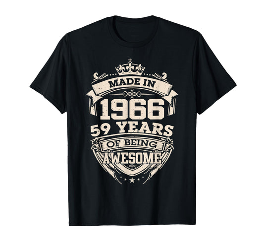 Made in 1966 59 Years of Being Awesome 59th Birthday Vintage T-Shirt