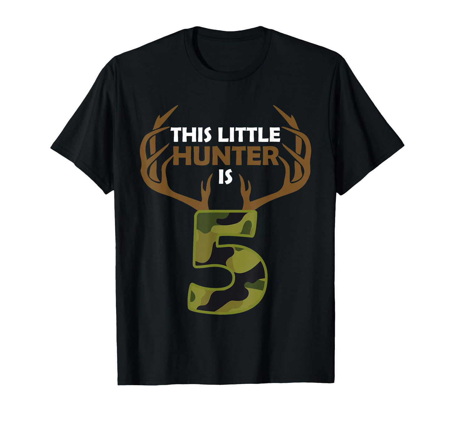 Funny 5th Birthday 5 Year Old Deer Hunter Gift For Boys Kids T-Shirt