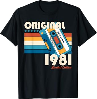 44th Birthday Gift Man July 1981 Vintage Cassette T-Shirt