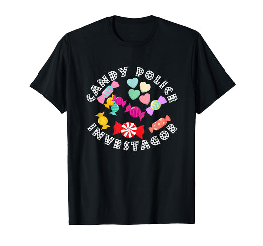 Candy Police Security Funny Cute Halloween Costume Kids Dad T-Shirt