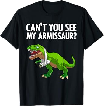 Funny Broken Arm For Men Boy Kids Hand Wrist Injury Dinosaur T-Shirt