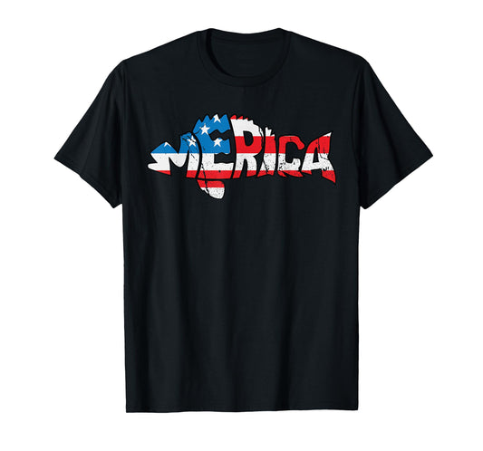 American Flag Fishing Lovers Fisherman Funny Fishing USA T-Shirt
