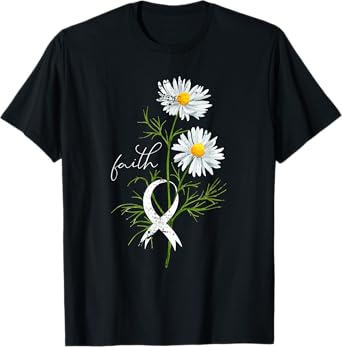 Lung Cancer Fight Support White Ribbon Gift Lung Cancer T-Shirt