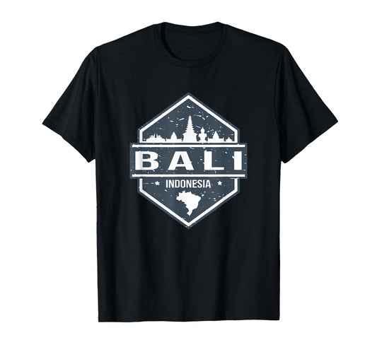 Bali Indonesia Design With Bali Island And Silhoutte of City T-Shirt
