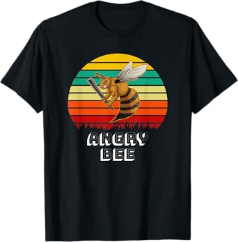 Angry Bee Shirt Vintage Retro Beekeeper Bees Lovers Gift T-Shirt