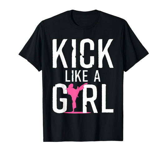 Cool Karate Gift Kickboxing Karate Lover Taekwondo Cute Karate Design For Girls Women Kids Martial Arts Kung Fu T-Shirt Black