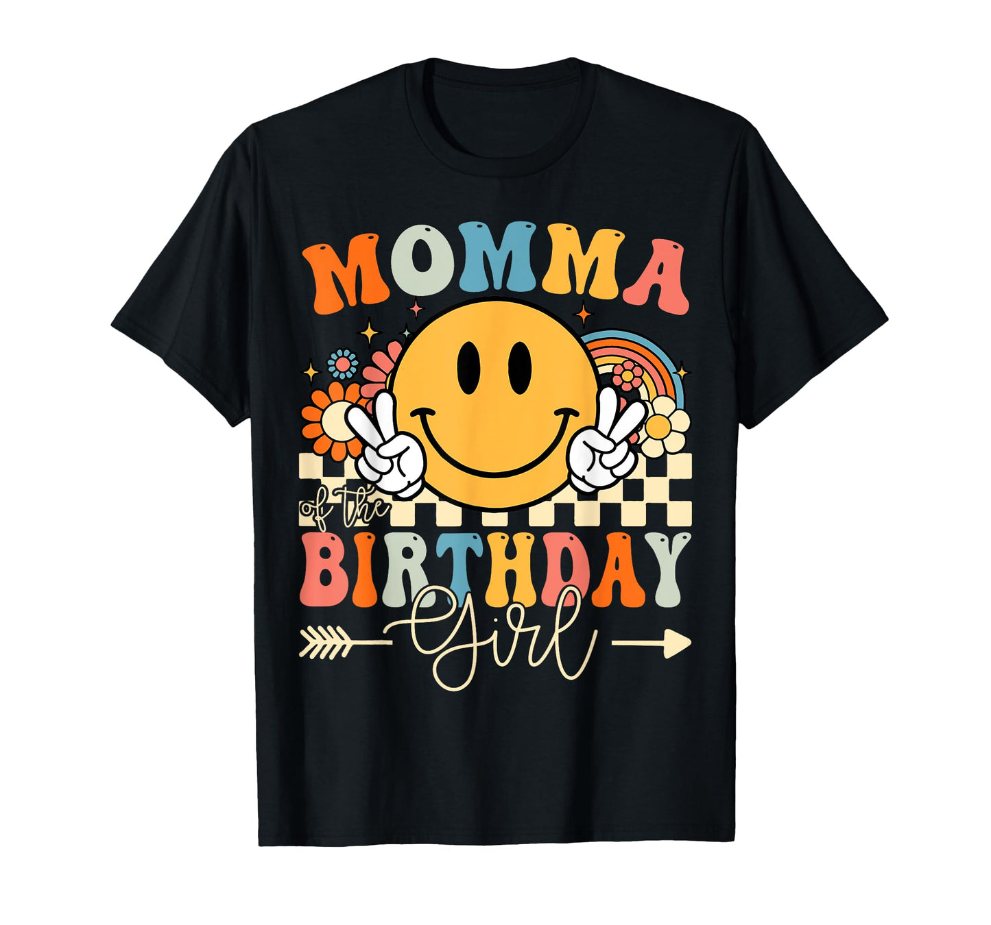 Momma Of The Birthday Girl Groovy Retro Vintage T-Shirt