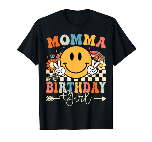 Momma Of The Birthday Girl Groovy Retro Vintage T-Shirt