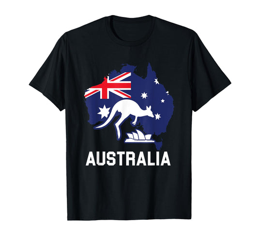 Australia Country Map Australian Kangaroo Melbourne Aussie T-Shirt