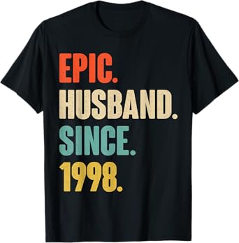 27th Wedding Anniversary For Him - Epic Husband Since 1998 T-Shirt