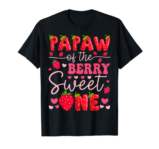 Papaw Of The Berry Sweet One Strawberry 1St Birthday Girl T-Shirt