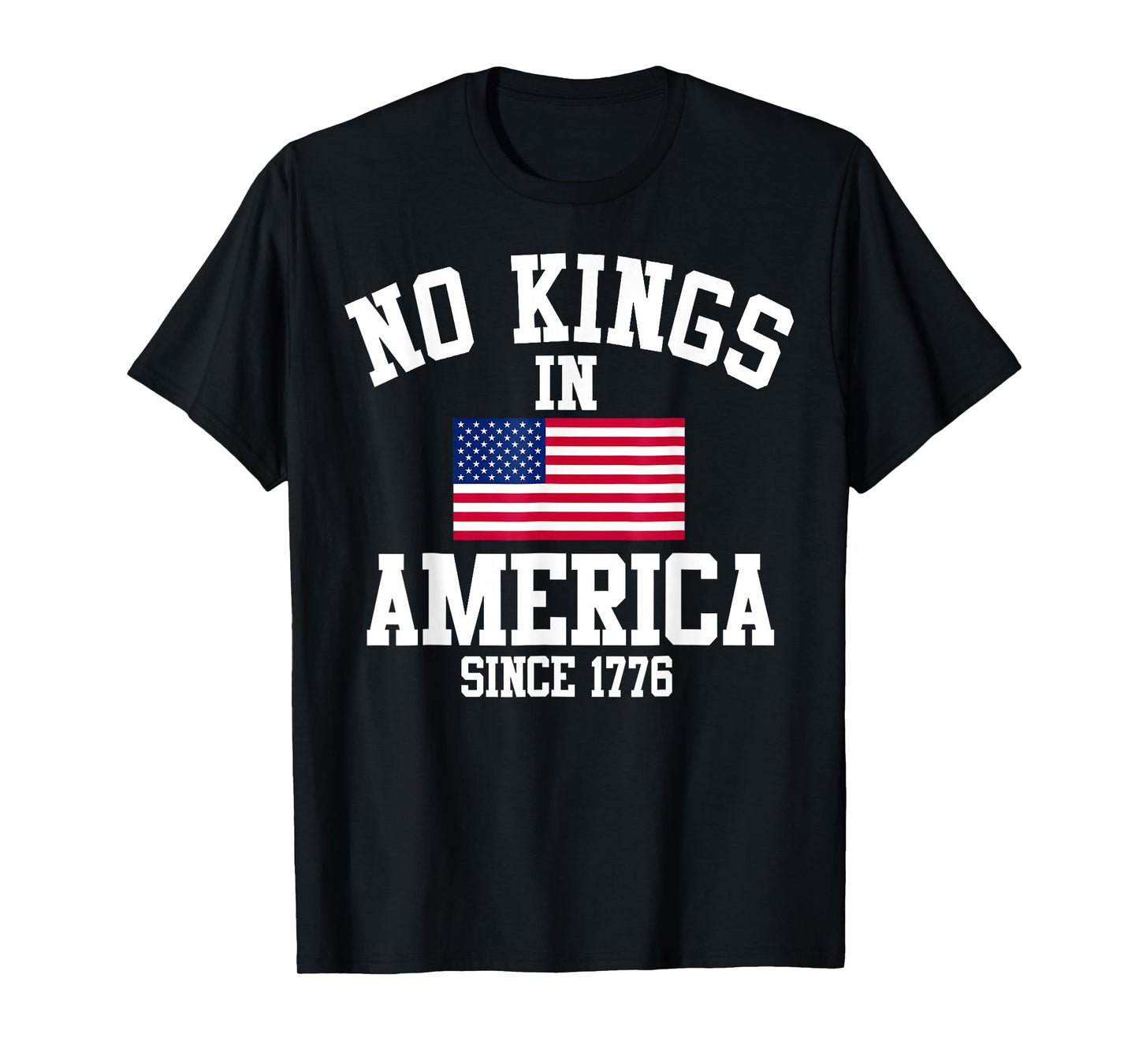 No Kings In America Since 1776 Retro American Flag Patriotic T-Shirt