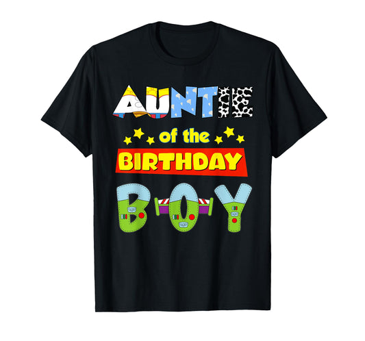 Auntie Of The Birthday Boy Cowboy Family Party Decorations T-Shirt