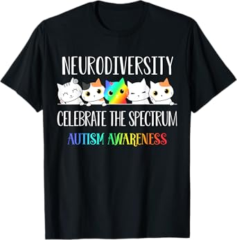 Autism Embrace Neurodiversity Celebrate the Spectrum Cat T-Shirt