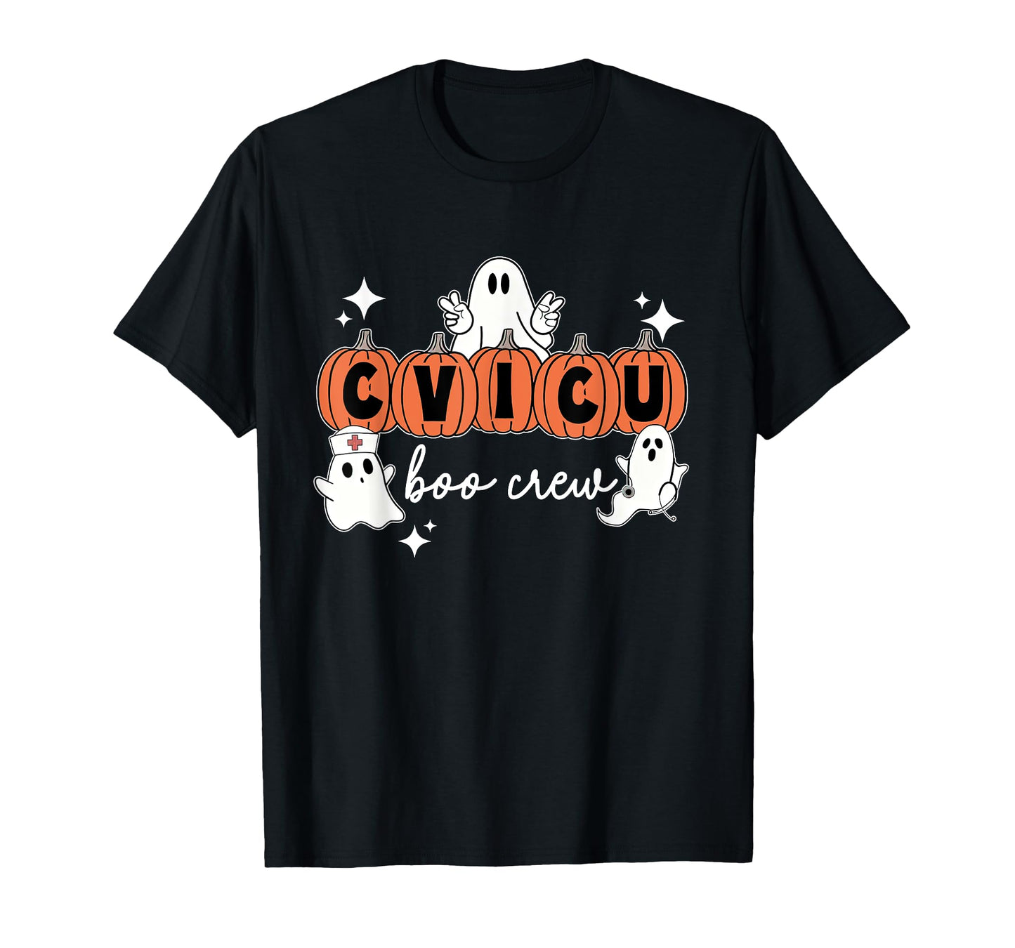 Halloween CVICU Boo Crew Pumpkin CVICU Nurse Spooky Season T-Shirt