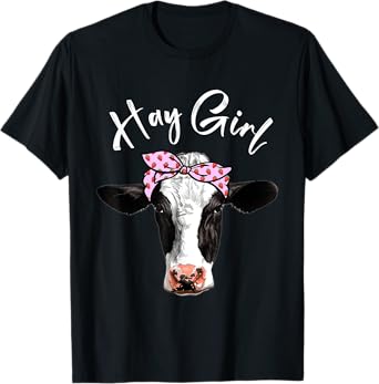 Hay Girl Farmer Cattle Strawberry Cow Heifer Farm Lovers T-Shirt