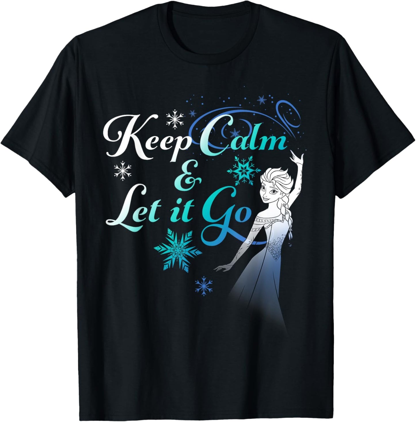 Disney Frozen Elsa Keep Calm & Let It Go Snowflake Portrait T-Shirt